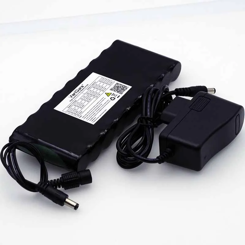 VariCore 12 v 9.8Ah 9800mAh 18650 Rechargeable Battery 12V Protection Board CCTV Monitor battery DC 5.5*2.1mm+12.6V 1A Charger