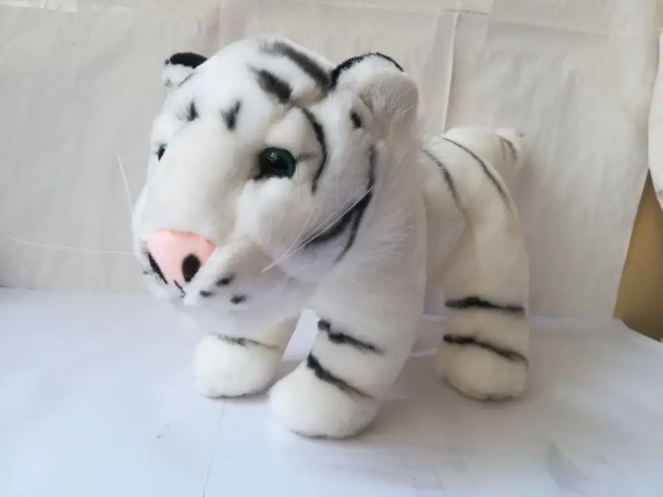 about 38x20cm lovely white tiger plush toy standing pose tiger soft doll kid's toy birthday gift b2721