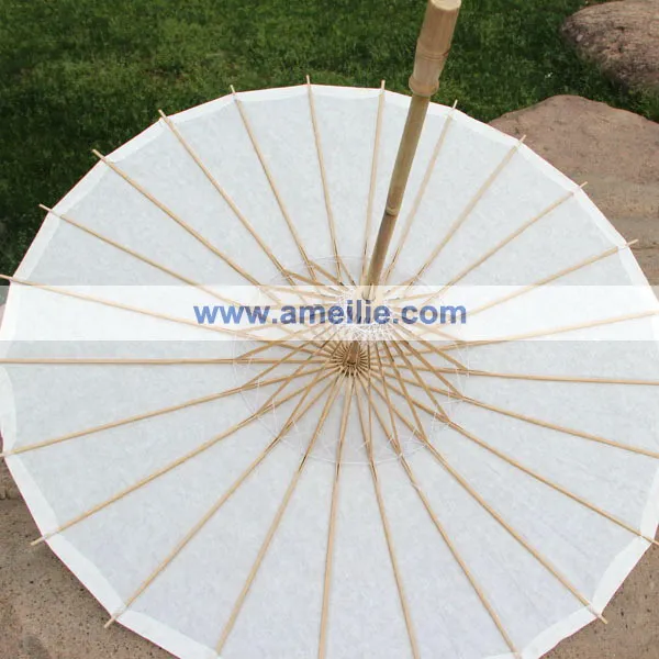 Handmade chiński tradycyjny rzemiosła papieru parasol jednolity kolor biały beżowy kości słoniowej panny młodej słońce UmbrellaWedding ceremonii Deco