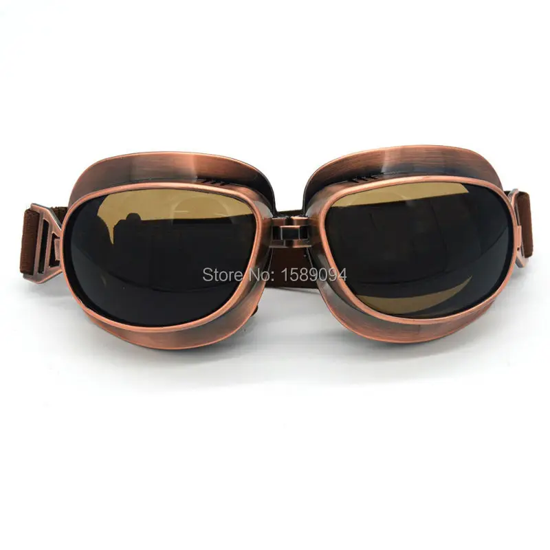 Vintage Scooter Motorcycle Goggle Glasses Cycling Goggles Pilot Motorbike Goggles Retro Jet Helmet Eyewear Silver/Copper