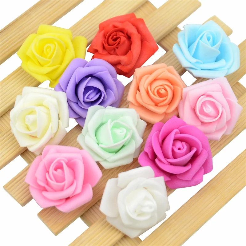 20/100Pcs 4cm Mini Artificial PE Foam Rose Flower Heads Wedding Home Decoration Handmade Diy Christmas Fake Flower Ball Craft