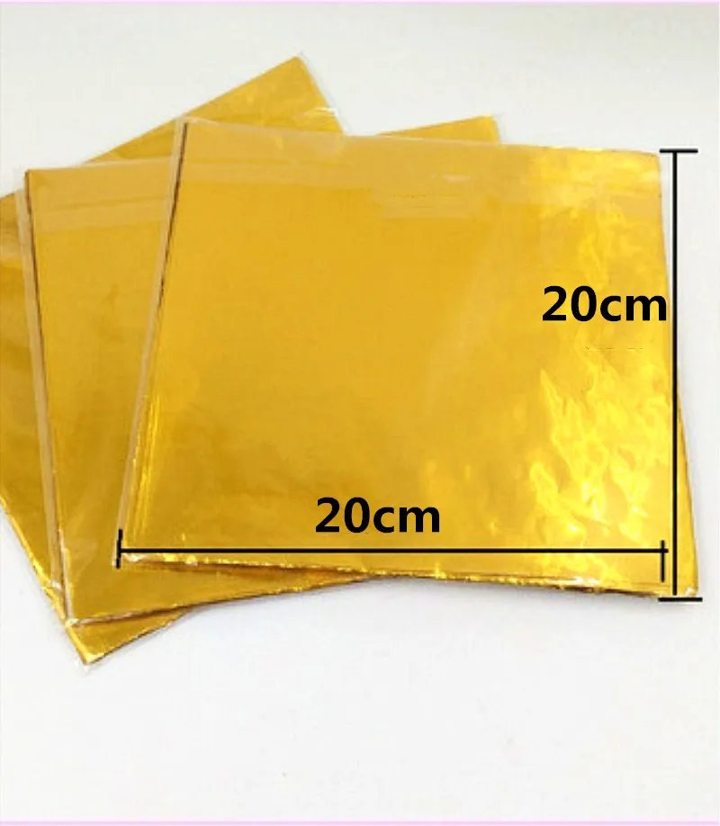 100PCS/LOT New Arrive Big Chocolate Package Tin Foil Baking Paper Golden Sugar Wrapping Paper  Egg  Tea Packing 20*20cm