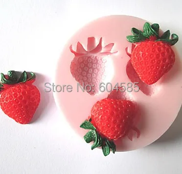 Three Holes Strawberry Fruit Silicone Mold Fondant Molds Sugar Craft Tools Chocolate Mould For Cakes