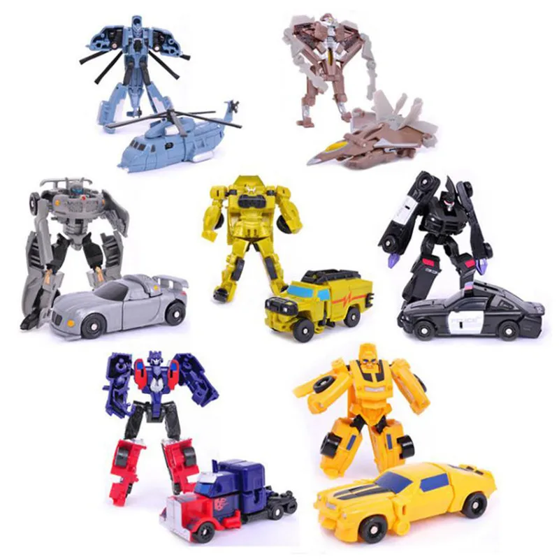 7pcs/lotTransformation Robot Car Kit Deformation Robot Action Figures Toy for Boy Vehicle Model Kids Gift