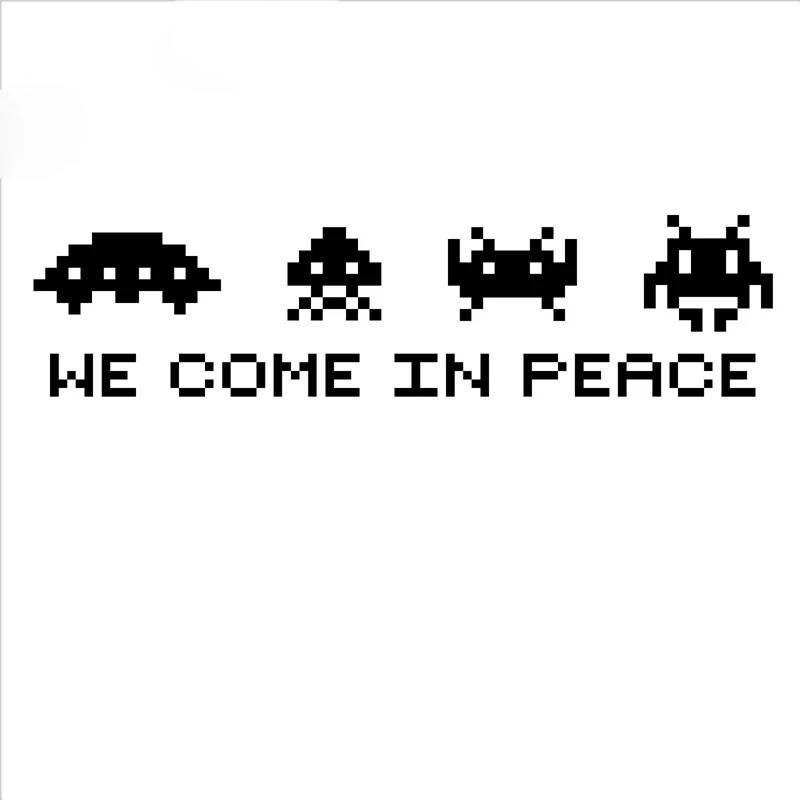 SPACE INVADERS Wall Art - we come in peace Retro VINYL WALL Decal STICKER Game SPACE INVADERS Play Room Decor