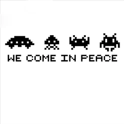 SPACE INVADERS Wall Art - we come in peace Retro VINYL WALL Decal STICKER Game SPACE INVADERS Play Room Decor