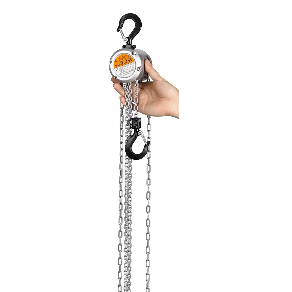 KACC Mini Hand Chain Hoist Hook Mount 0.25/0.5 Ton Capacity 3M Lift  CE Certificate Portable Manual Lever Block Lifting