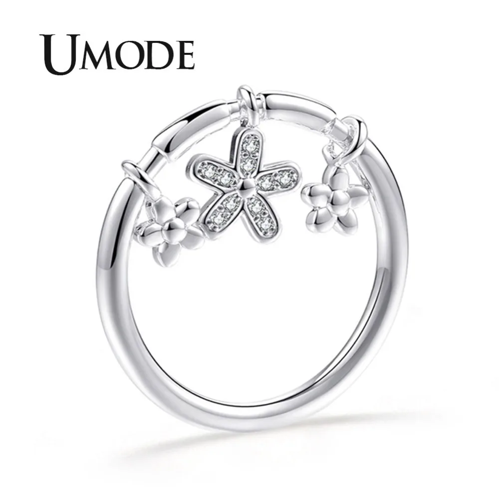 UMODE Cute Flower Rings for Women Engagement Finger Rings Fashion Pendant Ring for Gift Girl Designer Jewelry Accessories UR0494