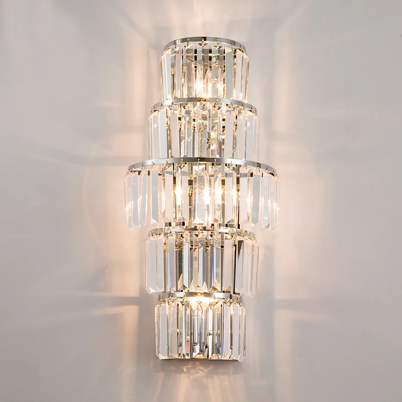 Penthouse Building Project Wall Sconce Rectangular Crystal Wall Lights Staircase Lighting Crystal Wall Lamp Hotel Project Sconce