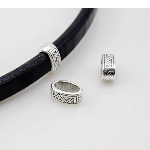 20pcs/lot Antique Silver Color 11*6mm Large Big Hole Beads Vintage Metal Spacer Beads For Bracelet  Diy Jewelry Making Findings