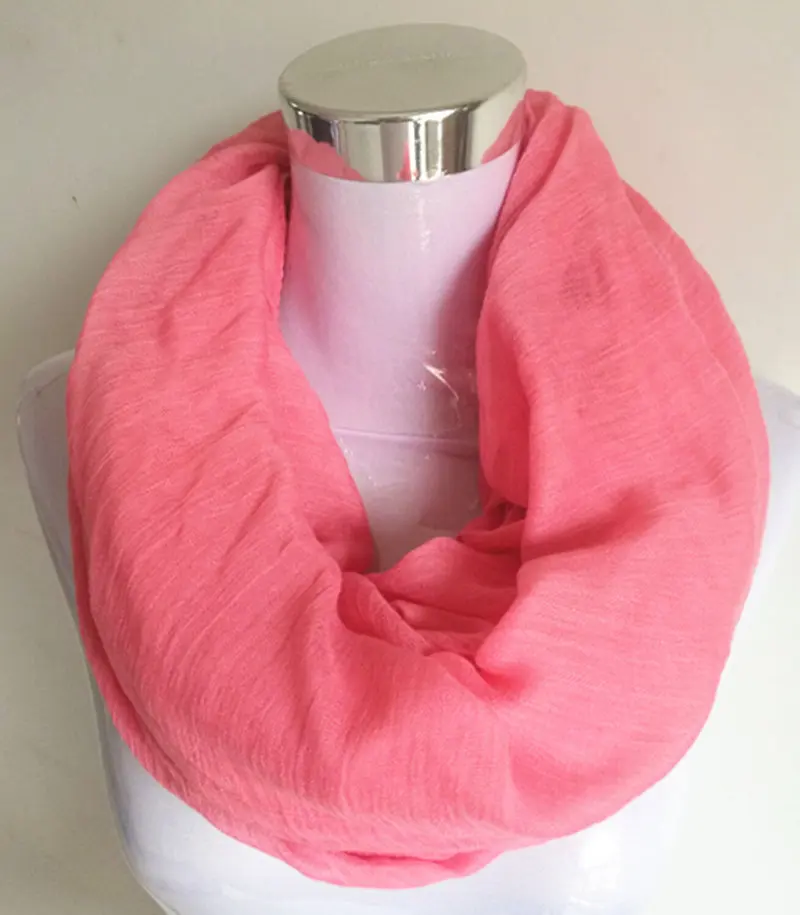 10pcs/lot New Fashion Comfortable soft cotton and Polyester Scarf Loop Solid Infinity Scarves women Accessories