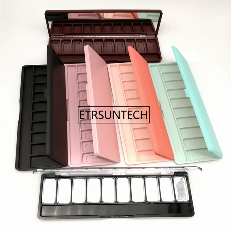 Empty Rectangular 10 grids Eyeshadow Compact Case Lip rouge/Blush Palette Eyebrow Powder Plate Cosmetic Packing Boxes F1325