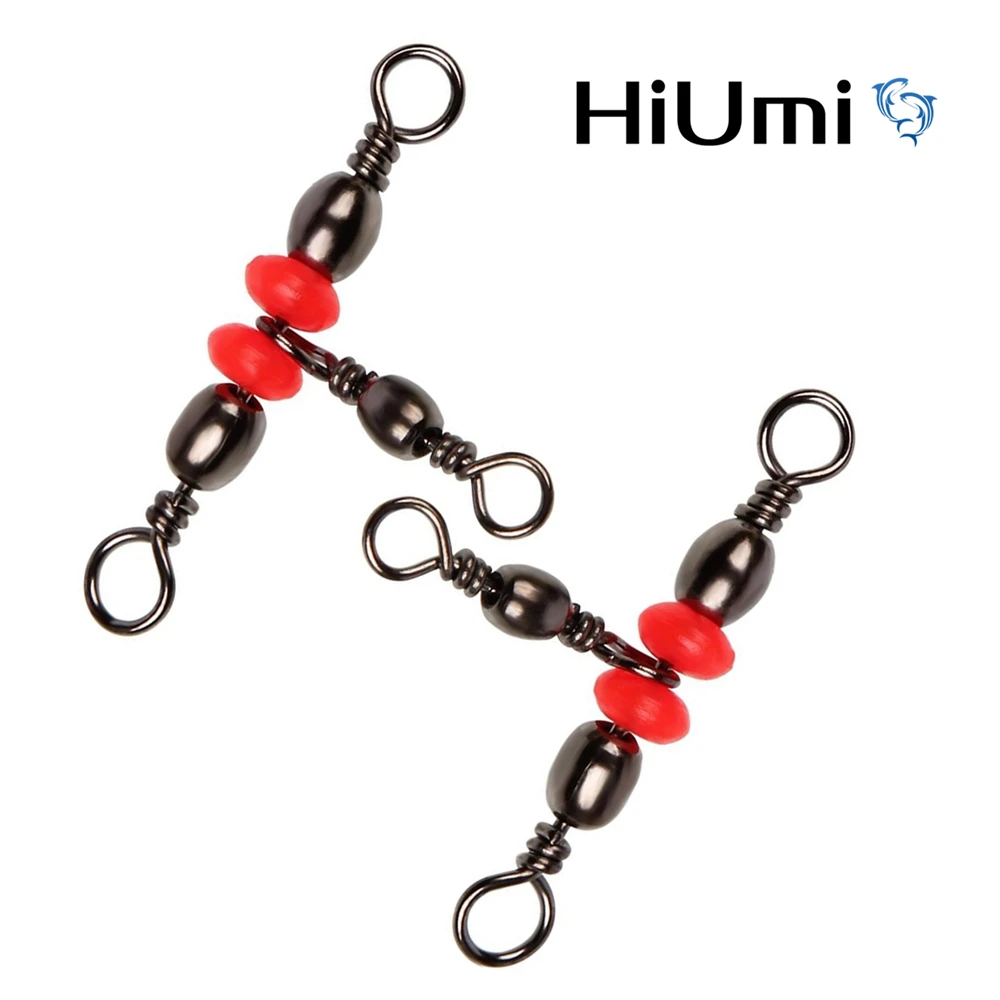 

HiUmi 3 Way Brass Rolling Barrel Swivel Fishing Line Sinker Slides Hook Shank Clip Connector Swivels