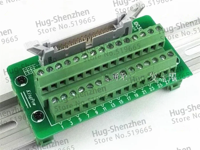 IDC30P IDC 30 Pin Male Connector to 30P Terminal Block Breakout Board Adapter PLC Relay Terminals DIN Rail Mounting Shell--1pcs