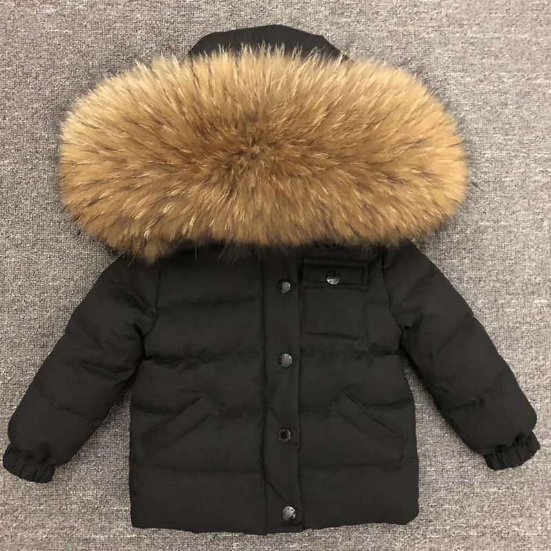 

Boys Girls Jacket Winter Coat Kids Warm Thick Hooded Big Fur Collar Children Outerwear Coat Girl Boy 65-135cm 1-9Y Clothing