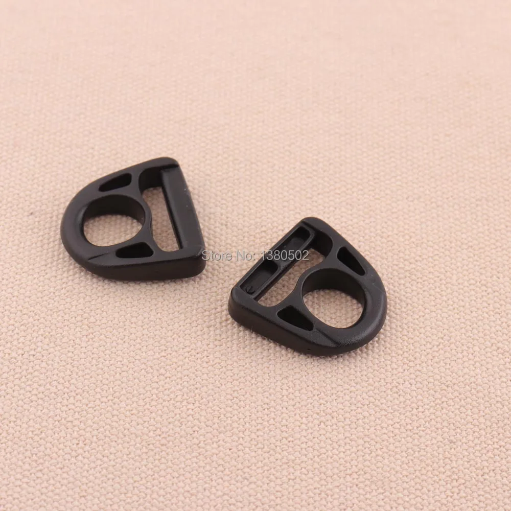 30pcs/lot top quality Durable D ring black color plastic buckle for bag strap webbing 13/19mm