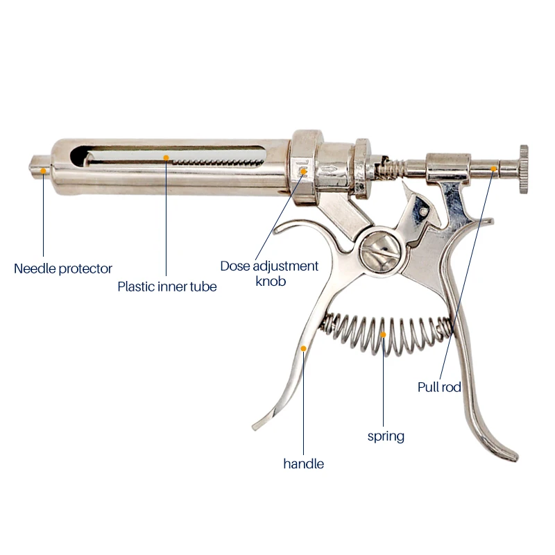 10/20/30/50ml Animals continuos injection syringe Revolver stainless steel vaccination gun Automatic for pig chicken sheep cow