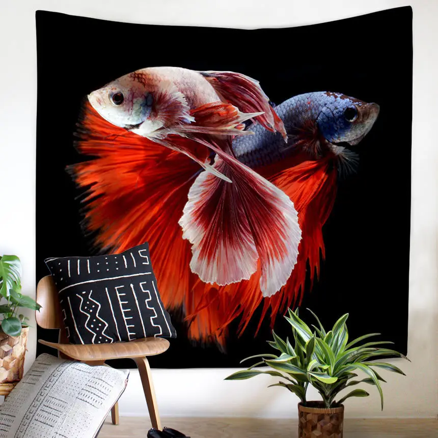 Large Size Cloth Wall Hanging Tapestry Picnic Mats Curtain Bed Sheets 3 Models  Betta Fish Ornamental Fish Wall Background Decor