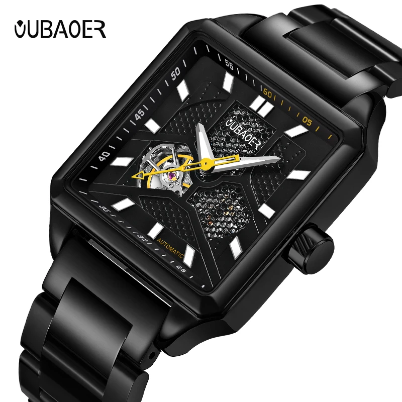 

OUBAOER Automatic Mechanical Men Watch Top Brand Luxury Stainless Steel Mens Watches Military Sport Skeleton Male Clock Hot