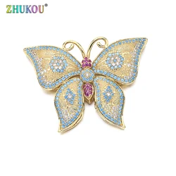 46*34mm Brass Cubic Zirconia Gold color Butterfly Charms Connectors DIY Jewelry Bracelet Necklace Making, Model: VS275