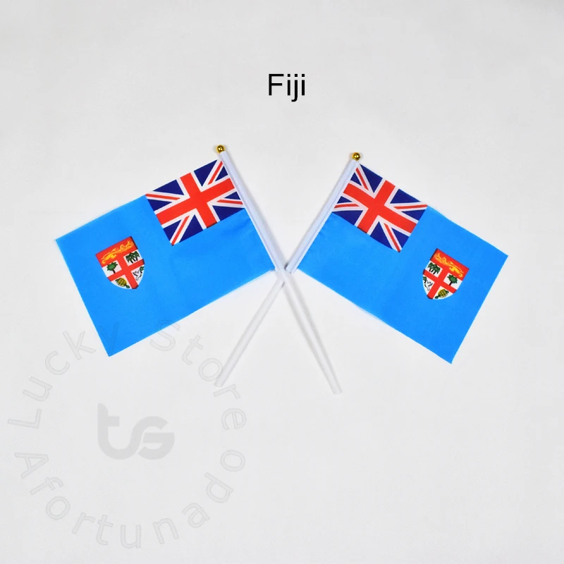 Флаг Фиджи 14*21 см, 10 шт., баннер, ручной машущий флаг для встреч, парадов вечерние, подвесные, украшения Флаг Фиджи 14*21 см, 10 шт., баннер, ручной машущий флаг для встреч, парадов вечерние, подвесные, украшения