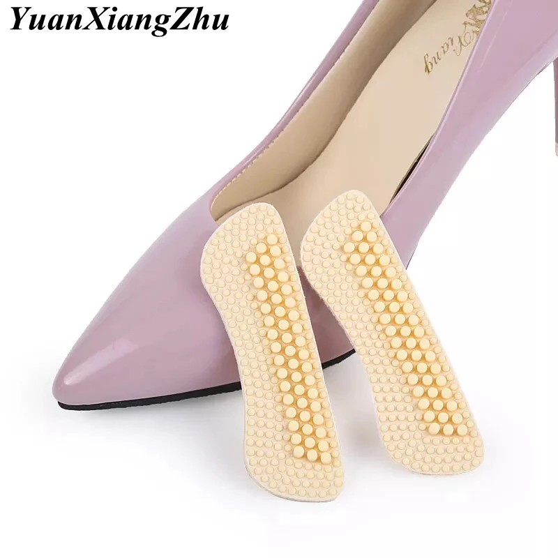 1Pair New Massage Silicone Inserts Fashion Soft Sticky Silica Gel Fabric Shoe Pads Liner Grips Back Heel Inserts Insoles Black