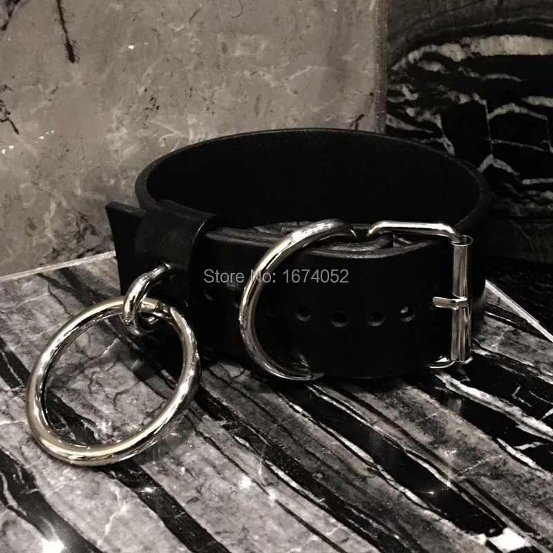 Oversized Women Girl Punk Gothic 100% Handcrafted Buckle Choker Tall Wide Belt Bondage Sub Collar Leather Necklace