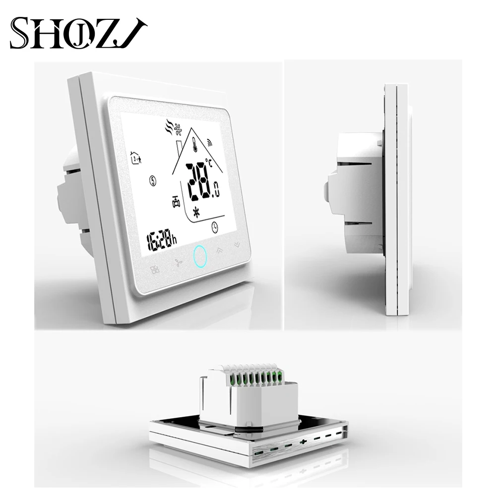 Termostato inteligente WiFi/Zigbee para sistemas de aire acondicionado central de 2p/4p con función de enfriamiento / calefacción y control de