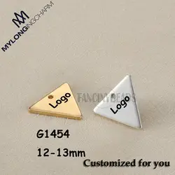 50pcs Laser Engrave Logo Design Stainless Steel Triangle Charm 12x13mm Triangle Logo Tag For Braceket