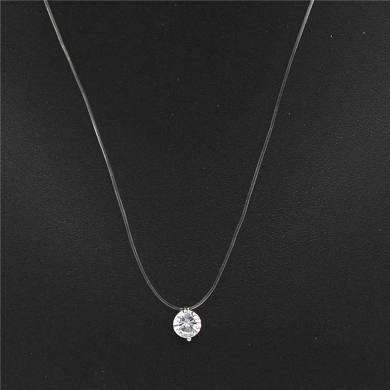 ADOLPH Transparent Fishing Line Zircon Choker Necklace Silver Invisible Chain Necklace Women Rhinestone Collier Jewelry Femme