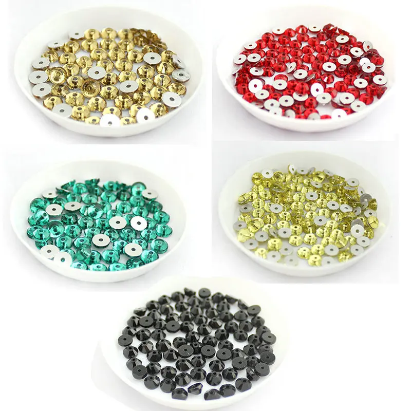 SS16-SS30 Much Color Glass Material Round Rhinestone Crystal Sewing Stone Flat back Hole Clothing Decoration Accessories