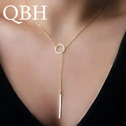 NK547-Collier Punk Minimaliste pour Femme, Bijoux, Minuscule, Délicat, Unique, Rond, Barre, Pendentif, Court, Clavicule, pour Fille, JO47