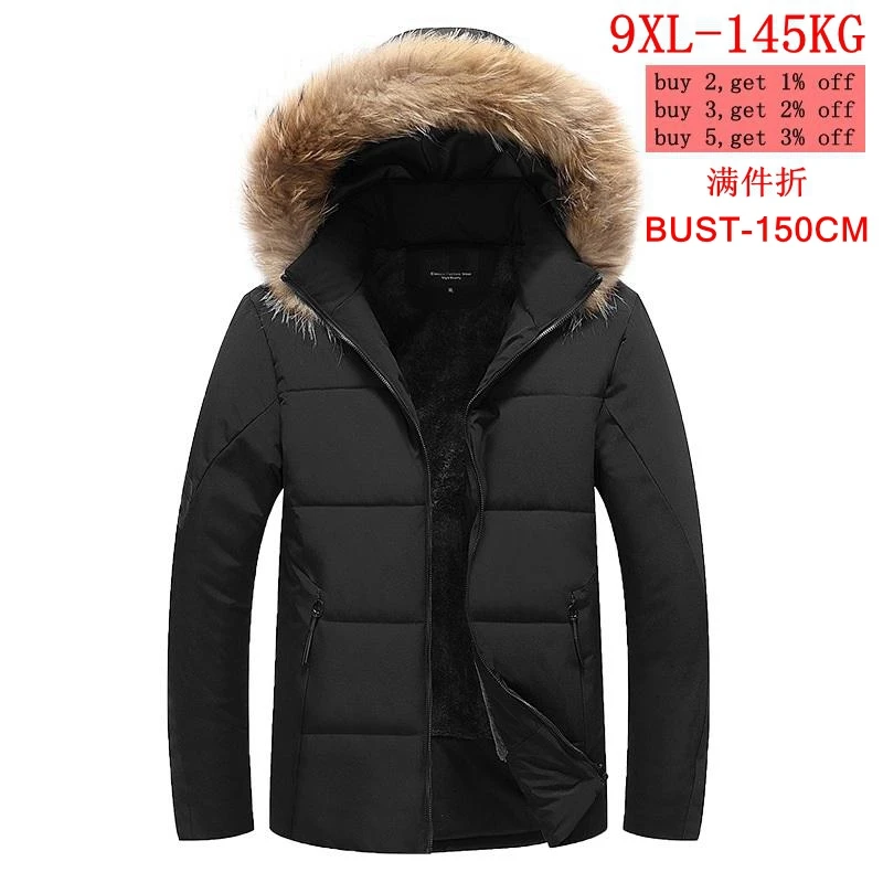 

Winter Men's Pikes Large Size Jacket Thick Fleece Hooded 7XL 8XL Warm Large Size Jacket 5XL 9XL Men's Loose Parker Coat
