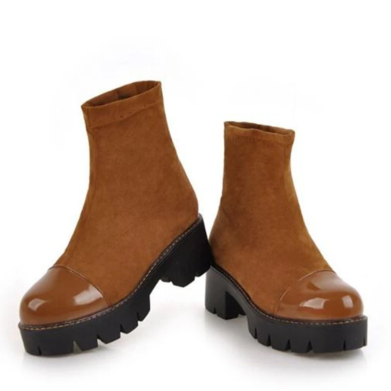 Women Boots Autumn winter New style fashion Short boots Middle heel Student Round head Grind Cashmere Elastic force Women Boots