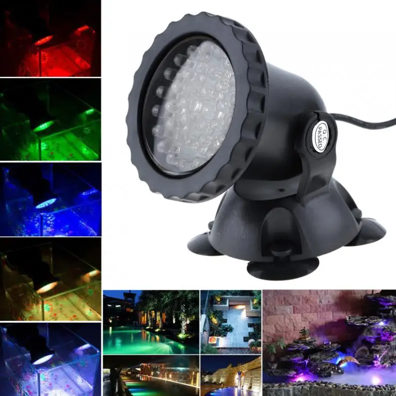 Waterproof 4 Lights 36 LEDs Spotlights Water Grass Fill Light with Remote Control and 16 Colors For Fish Tank Pool  / Aquarium