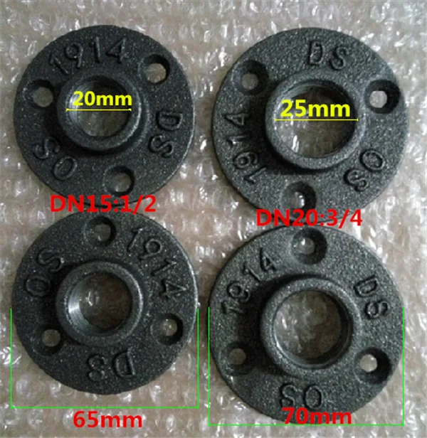 10 Pcs/Lot  Iron Cast Flange Bracket Antique Flanges Base Bracket Tube Pipe Fittings Flange Piece Hardware Tools