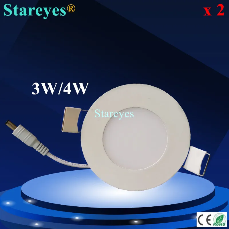 

Free shipping 2 pcs Round led panel light 3W 4W AC90-265V 2835SMD spotlight bulb lamp downlight lighting led ceiling light