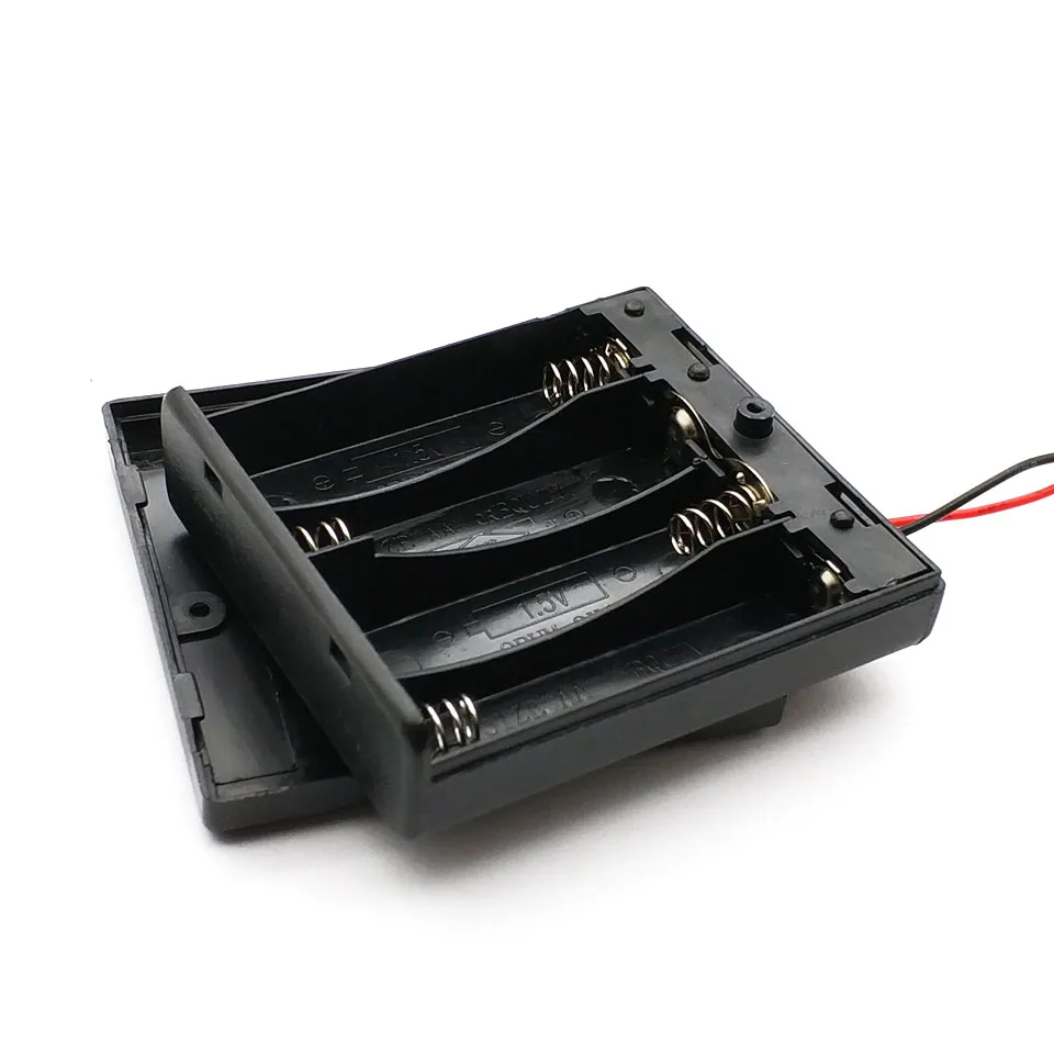 4 X AA 6V Battery Holder Case Slot Holder Plastic Storage Box With OFF/ON Switch Wires For RC Parts For Output DC 6V