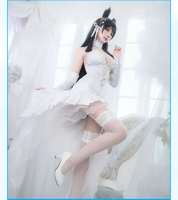 Azur Lane Atago Takao Cosplay Costume Atago Takao White Flower Vows Wedding Dresses Clothing Party Clothes