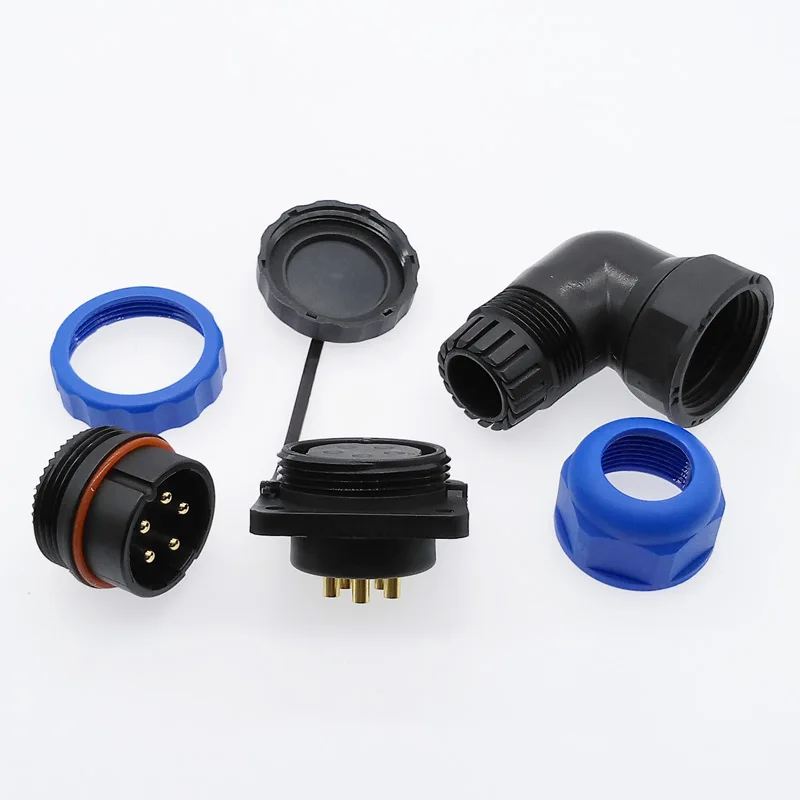 SP28 waterproof connector IP68 angle connectors 2pin 3/4/5/6/7/8/9/10/12/14/16/19/22/24/26Pin flange socket 90 degree elbow