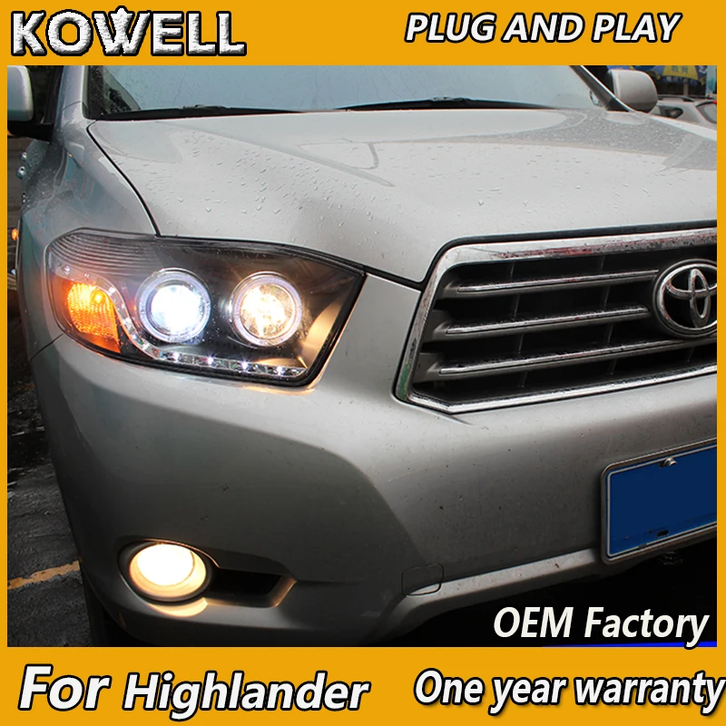 KOWELL Car Styling For Toyota Highlander Headlights 2009-2011 For Highlander Head Light Q5 Bi Xenon Lens HID KIT Beam