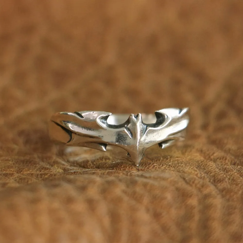 LINSION 925 Sterling Silver Bat Ring Charms Ring TA111 US Size 7~15