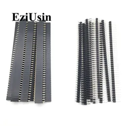 20pcs 10 pairs 40 Pin 1x40 Single Row Male and Female  2.54 Breakable Pin Header PCB JST Connector Strip for Arduino Black