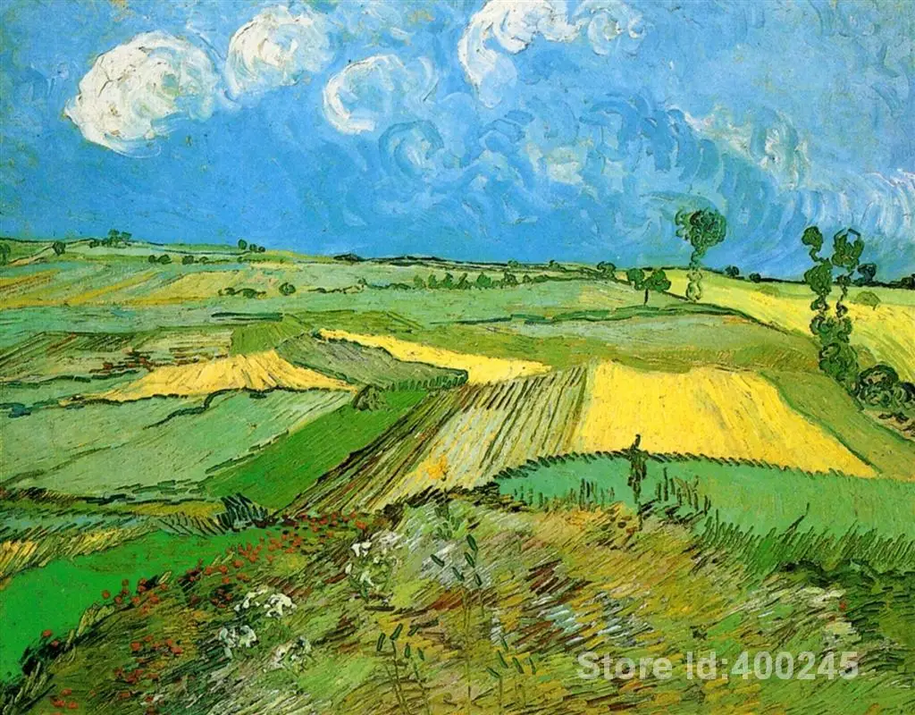 

Famous art painting for living room Wheat Fields at Auvers Under Clouded Sky Vincent Van Gogh High quality Hand painted