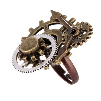 Accessorio per anello Steampunk vintage da donna con ingranaggi misti dal design meraviglioso/puntatore dell'orologio/ala/farfalla