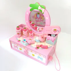 Wooden Strawberry  Simulation  Dressing Table Wooden Toys house toy