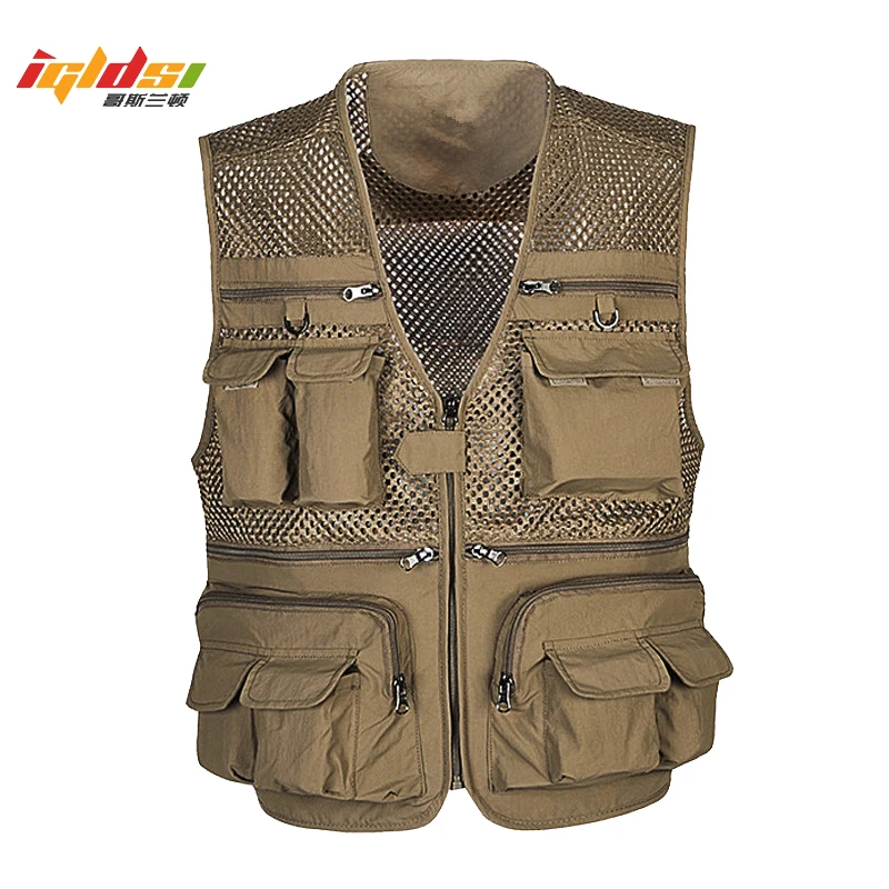 

Men's Summer Photographer Waistcoat Mesh Work Sleeveless Jacket Unloading Tactical Vest Coat Fashion Tool Many Pocket Vest Male