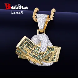 Hand Money Dollar Necklace & Pendant  Gold Color AAA Cubic Zircon Hip Hop Rock Jewelry