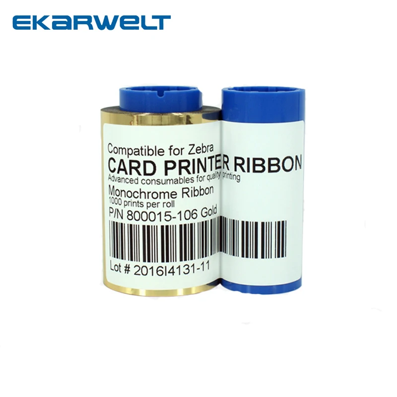 800015-106 Gold Monochrome Ribbon For Zebra iSeries ID Card Printer 1000 Prints P310i P430i P330i p420i p520i