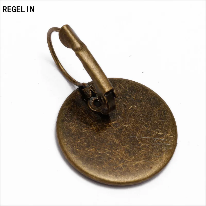 REGELIN WHOLESALE 10/12/14/16/18/20/25mm 10pcs ANTIQUE BRONZE French hook earring Cabochon Cameo Setting Blank base DIY findings